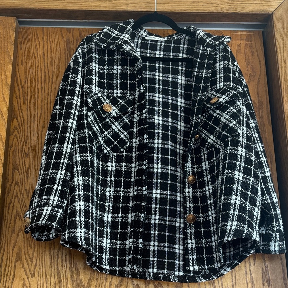 Plaid Black and White Women's Jacket